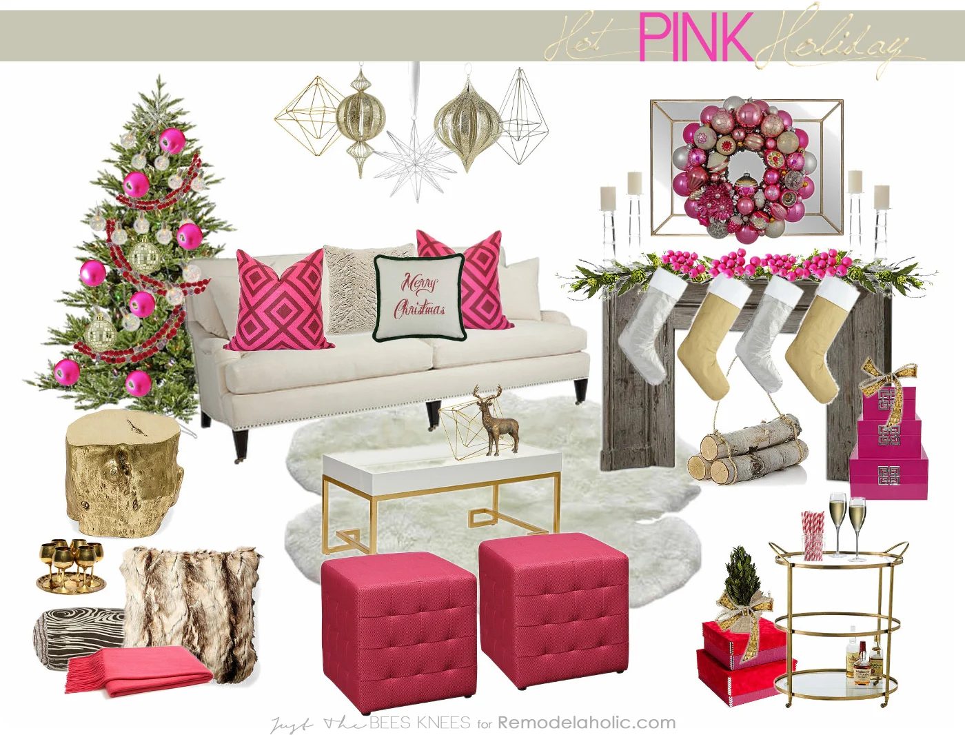 Hot Pink Holiday from Just The Bees Knees on Bekob.com #Christmas #decorating