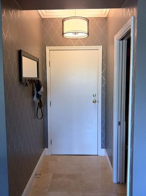 Handmade Faux Wallpaper Painted Large Scale Stencil On Wall