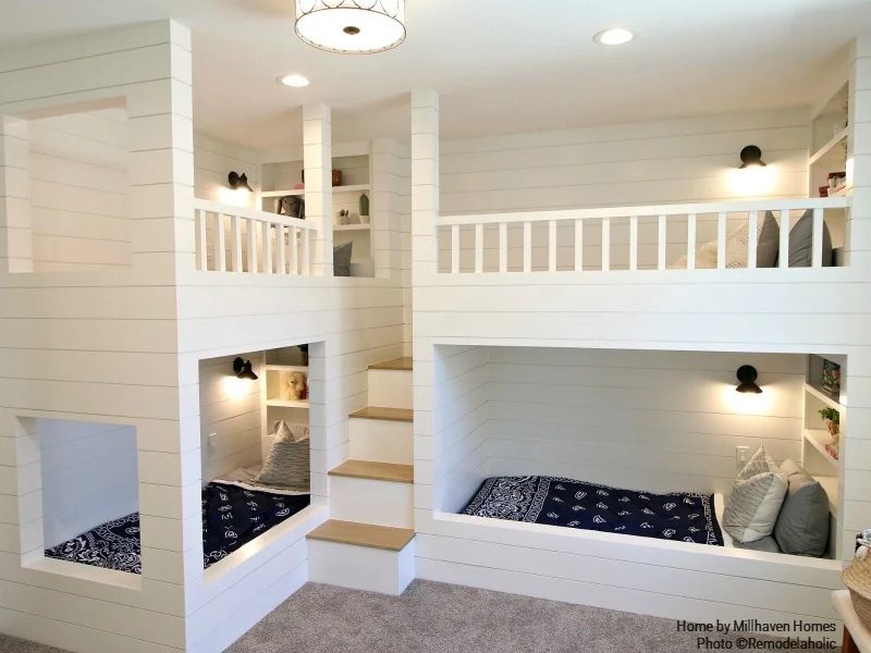 Kids Room With Built In Bunks For Four Millhaven Homes And Four Chairs Design 2018 Utah Valley Parade Of Homes Featured On Bekob