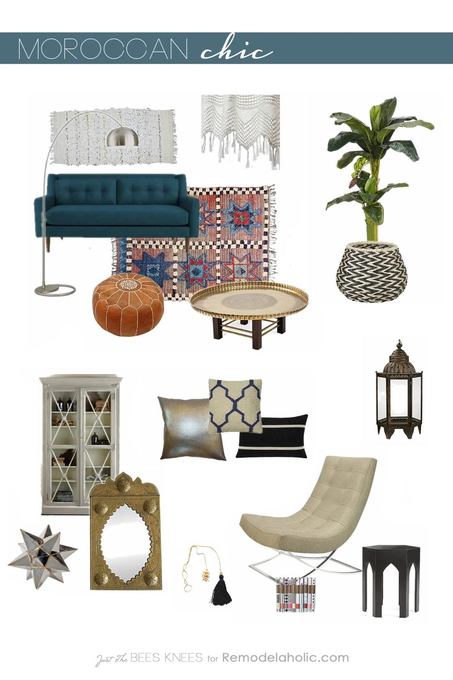 Moroccon Chic from Just The Bees Knees for Bekob.com #moodboard #moroccan #design #decor