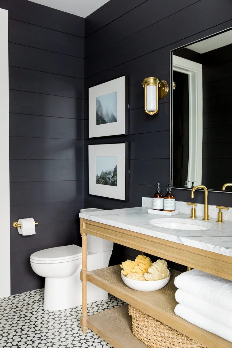 Black Shiplap Walls.