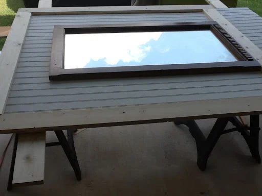 beadboard and board and batten mirror for mudroom bench