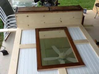 mudroom bench mirror in progress