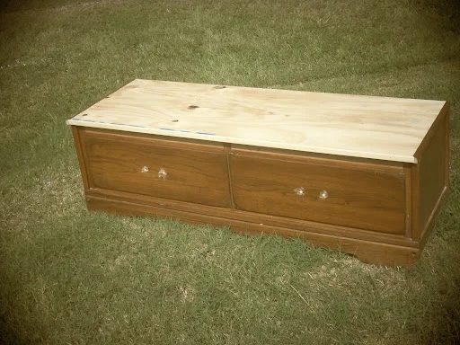 base of the mudroom bench made from dresser