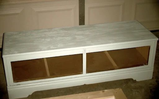 painting mudroom bench from old dresser