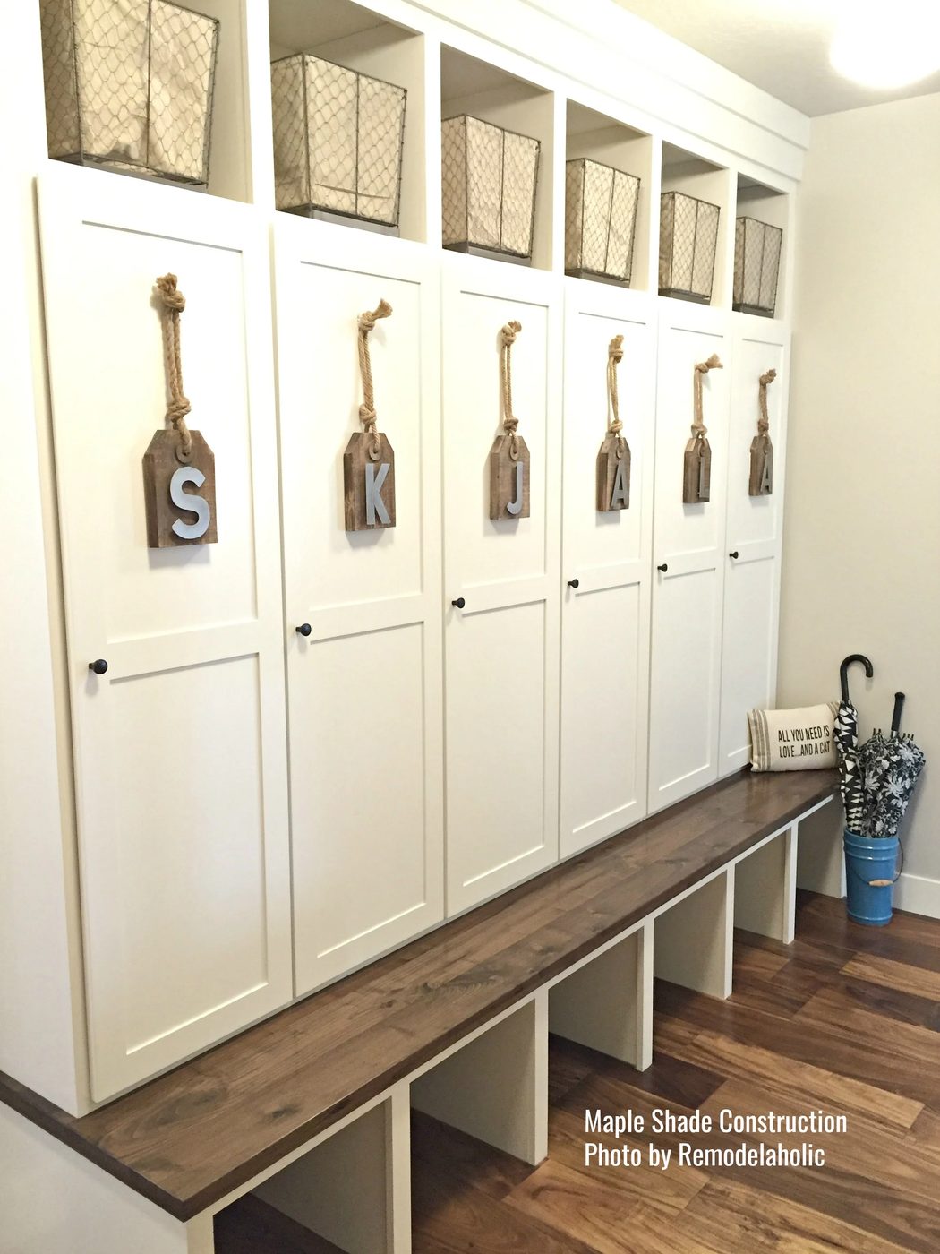 Mudroom With Lockers And Personalized Tags Maple Shade Constr..ed