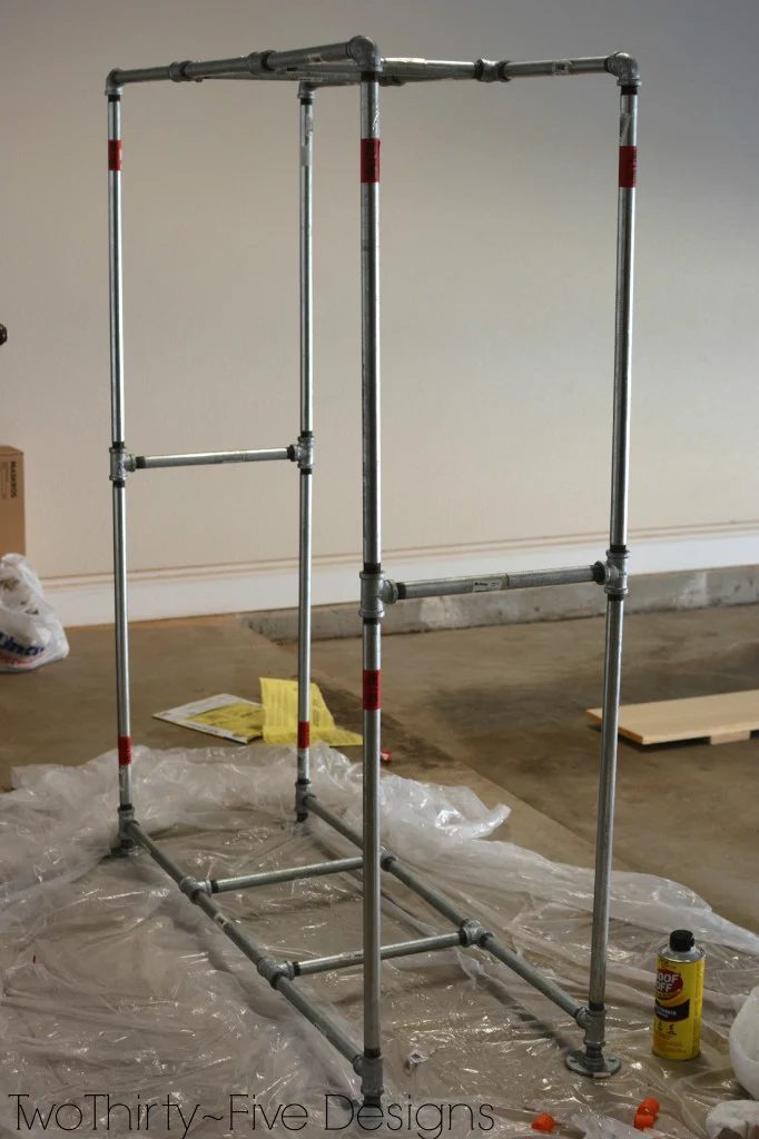how to build a pipe frame for a mudroom locker system 08, Two Thirty Five Designs on Bekob