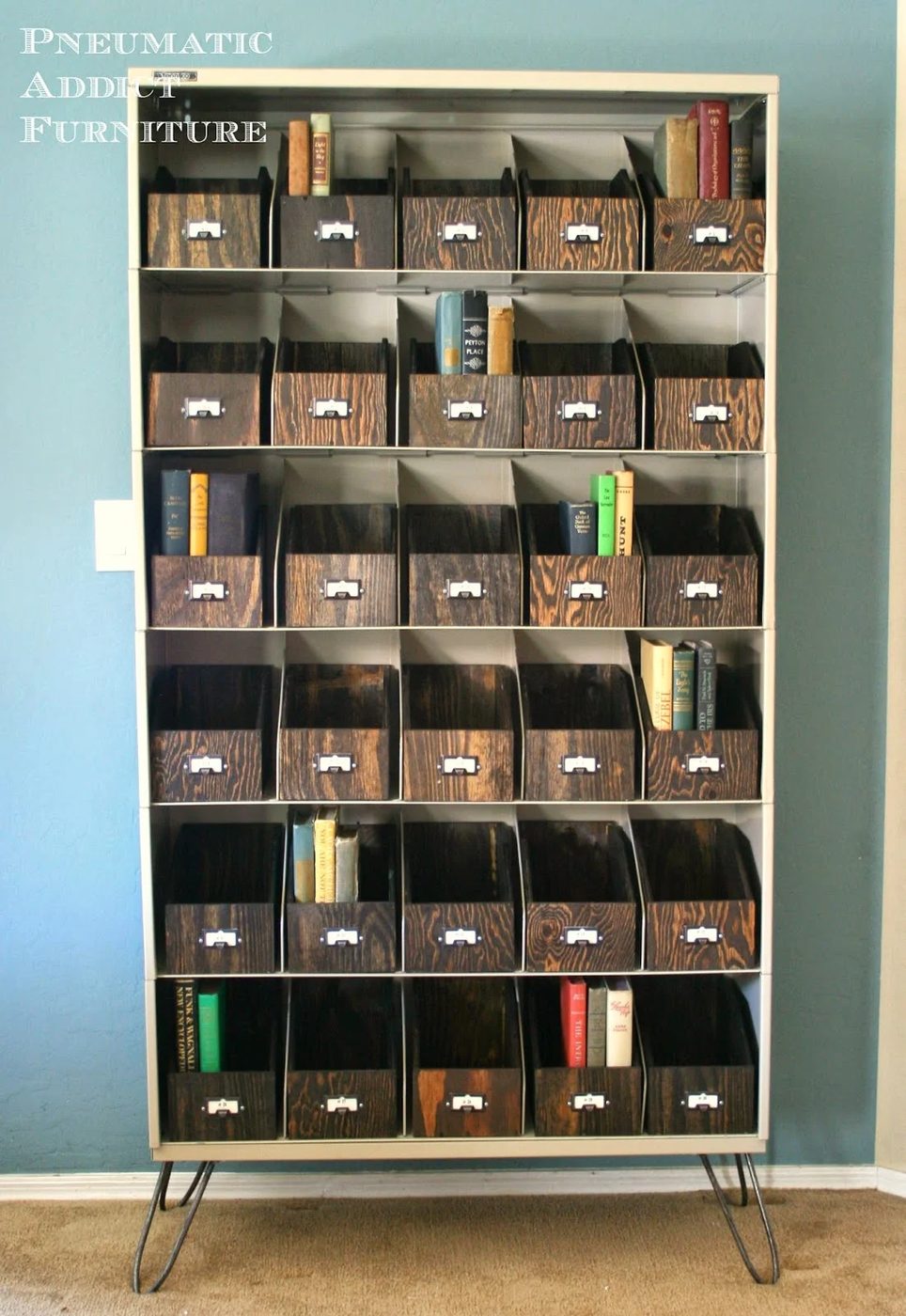midcentury industrial storage shelving and cubbies, Pneumatic Addict Furnitiure