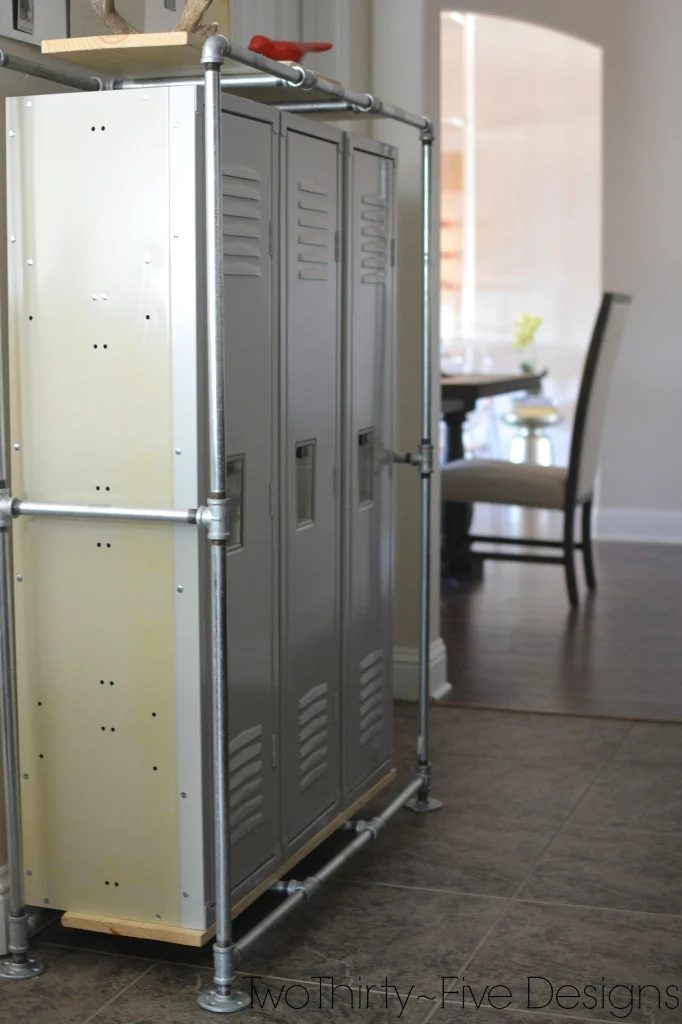Handmade Mudroom Locker System | Two Thirty-Five Designs featured on Bekob.com #organizing #industrial