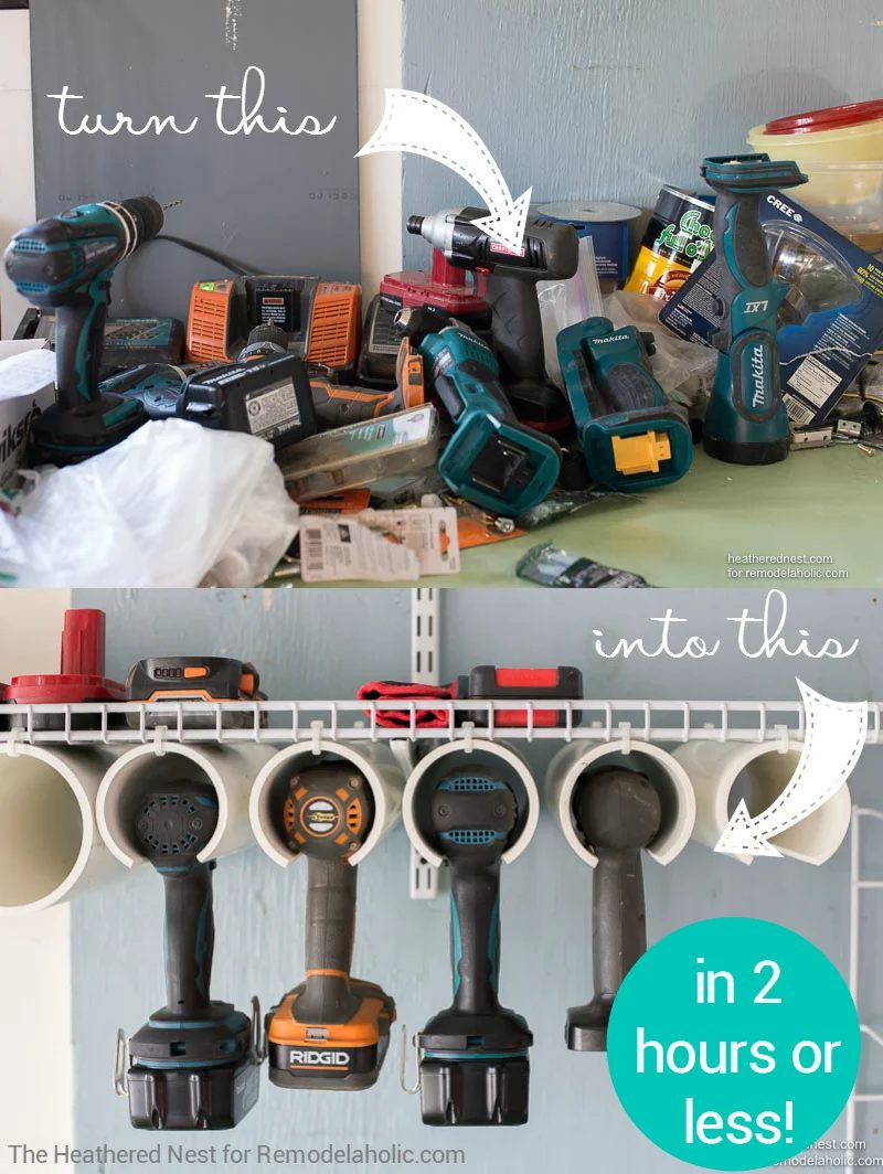 Get your garage organized and ready for more projects with this quick and straightforward Handmade power tool organizer. It's inexpensive and will only take you a couple of hours f