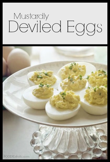 Mustardly Deviled Eggs | FOODIEaholic.com #recipe #cooking #appetizer #eggs #deviledeggs #mustard #spicy