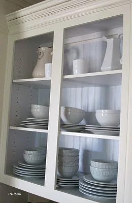 19 Open front cabinets, oak to creamy white, by My Uncommon Slice of Suburbia featured on @Bekob