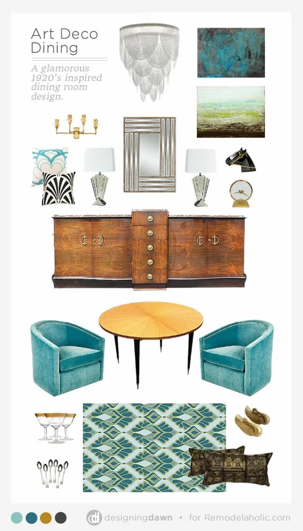 Call back the 1920's with a classically striking Art Deco style dining room - go-to decor pieces + tips for giving the style a modern touch