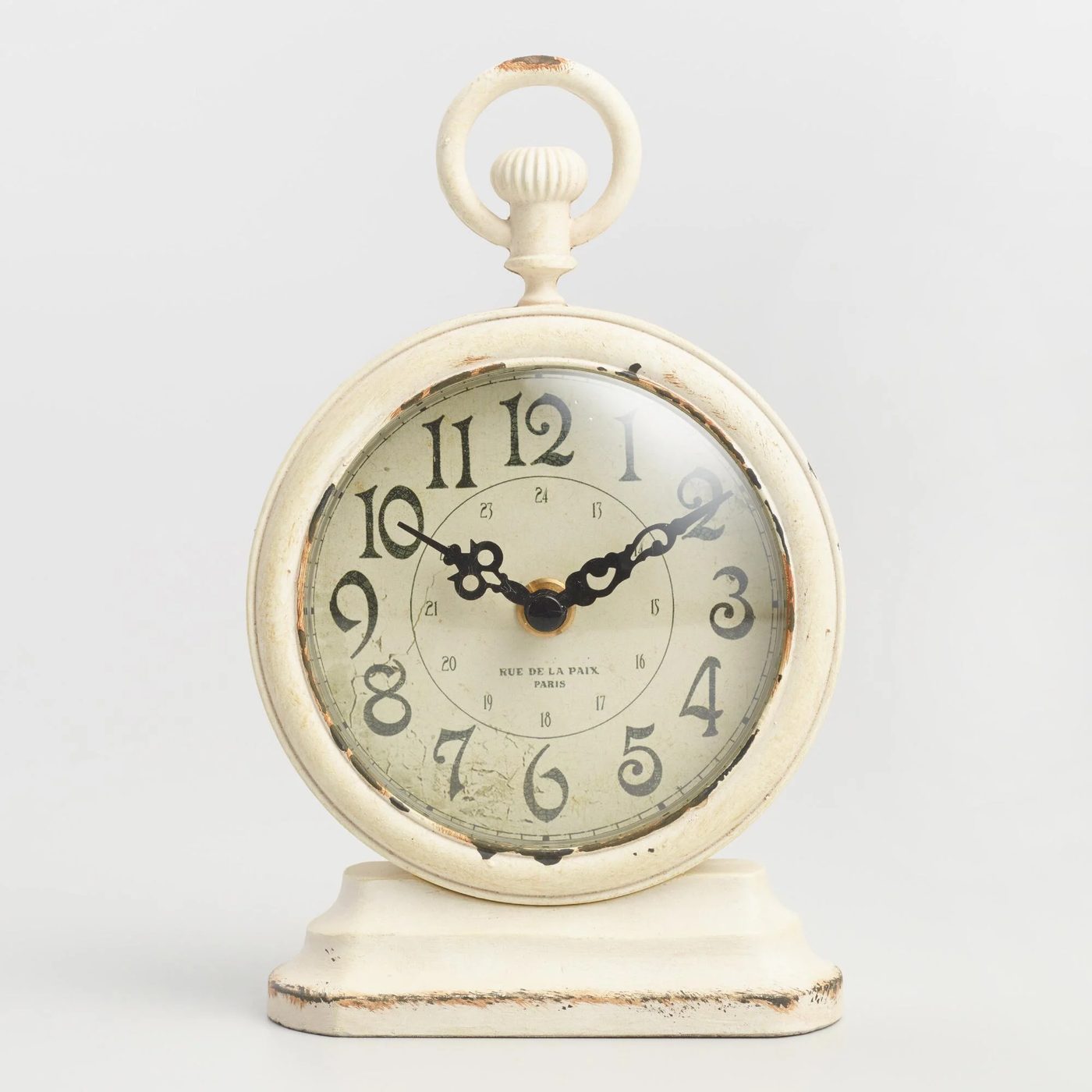 Round Antique Ivory Metal Clock World Market