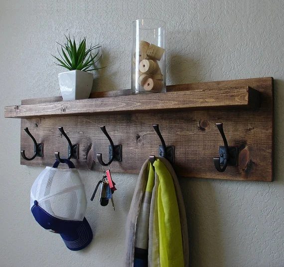 Rustic Coat Rack With Floating Shelf, Keodecor On Etsy