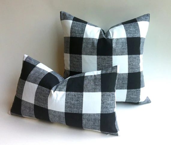 Buffalo Check Black White Plaid Pillows, Pillomatic On Etsy
