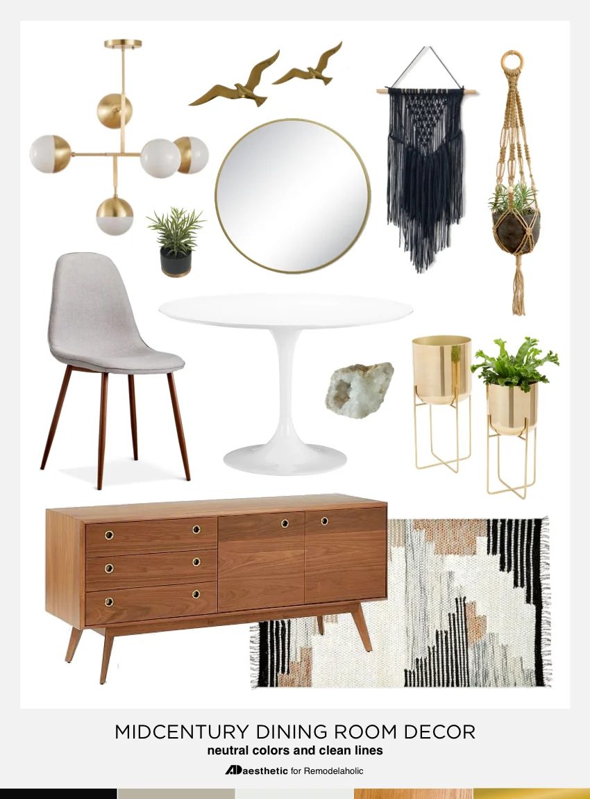 Neutral Mid-Century Modern Dining Room Decorating Tips and options