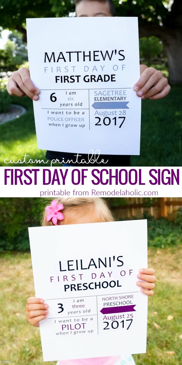 Custom Printable Infographic First Day Of School Sign, Bekob