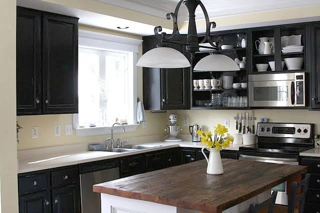 Painted Black Kitchen Cabinets
