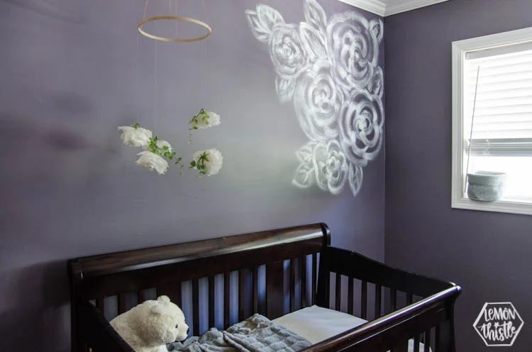 Nursery Painting options Floral Wall Mural Brushstroke Artsy Feature Wall Lemon Thistle Feat On Bekob