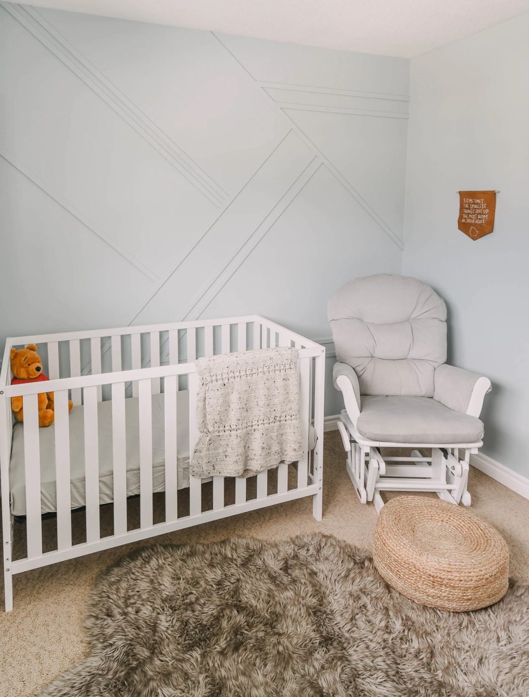 Nursery Painting options Geometric Trim Accent Wall In Neutral Light Blue Gray Lemon Thistle Feat On Bekob