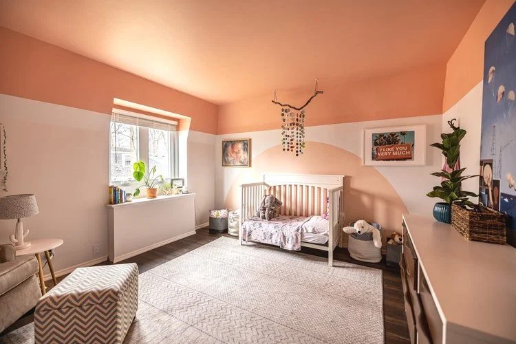 Neutral Nursery Paint Coral Mural And Ceiling, Olive And June Home Feat On Bekob