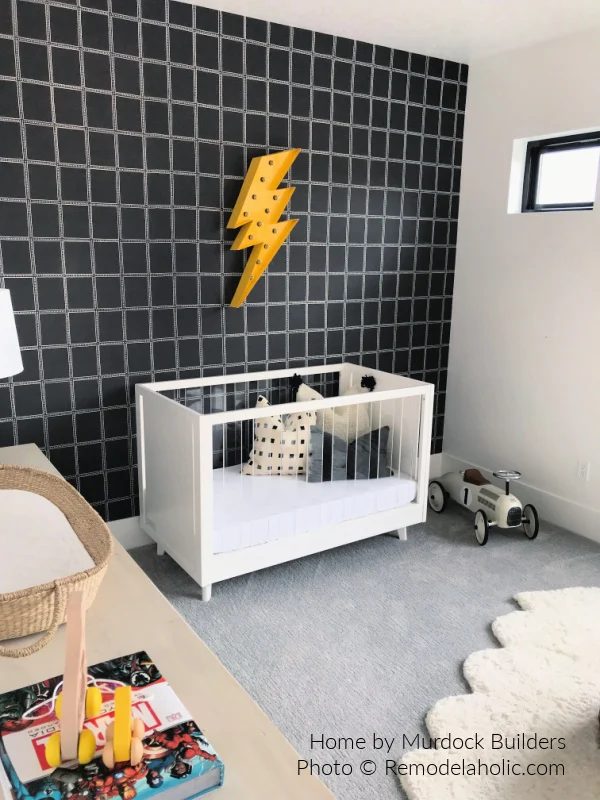 Bold Neutral Black White Gray Nursery Wallpaper Stencil UV18 H26 Bekob