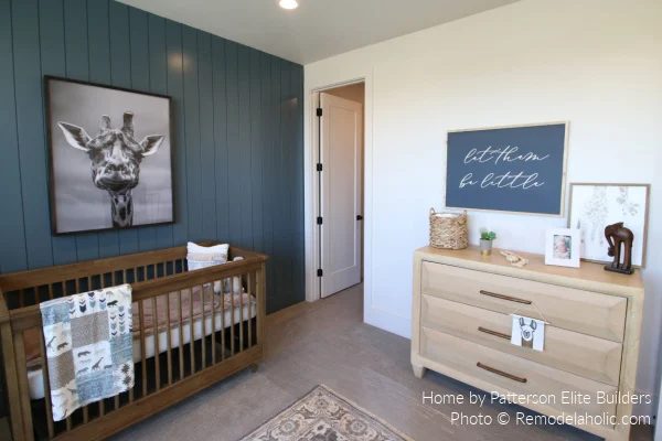 Neutral Nursery With Painted Gray Vertical Shiplap Wall UV19 H26 Bekob