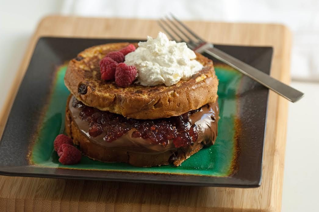 Nutella Stuffed Panettone French Toast