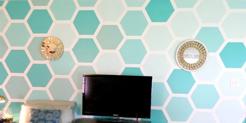 Handmade Ombre Painted Hexagon Accent Wall
