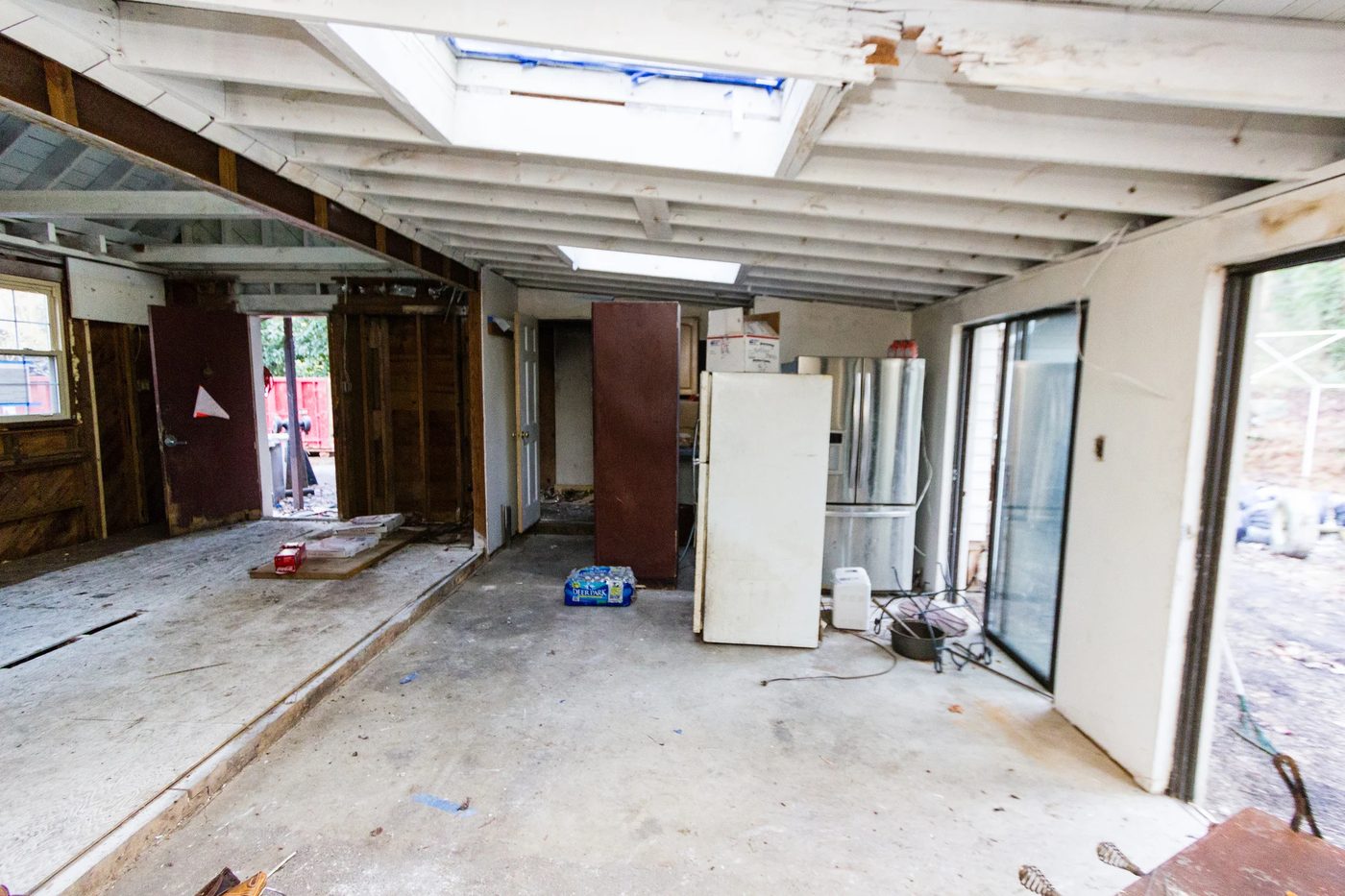 2 white subway tile marble open floor plan kitchen before renovation, Cobblestone DG on Bekob