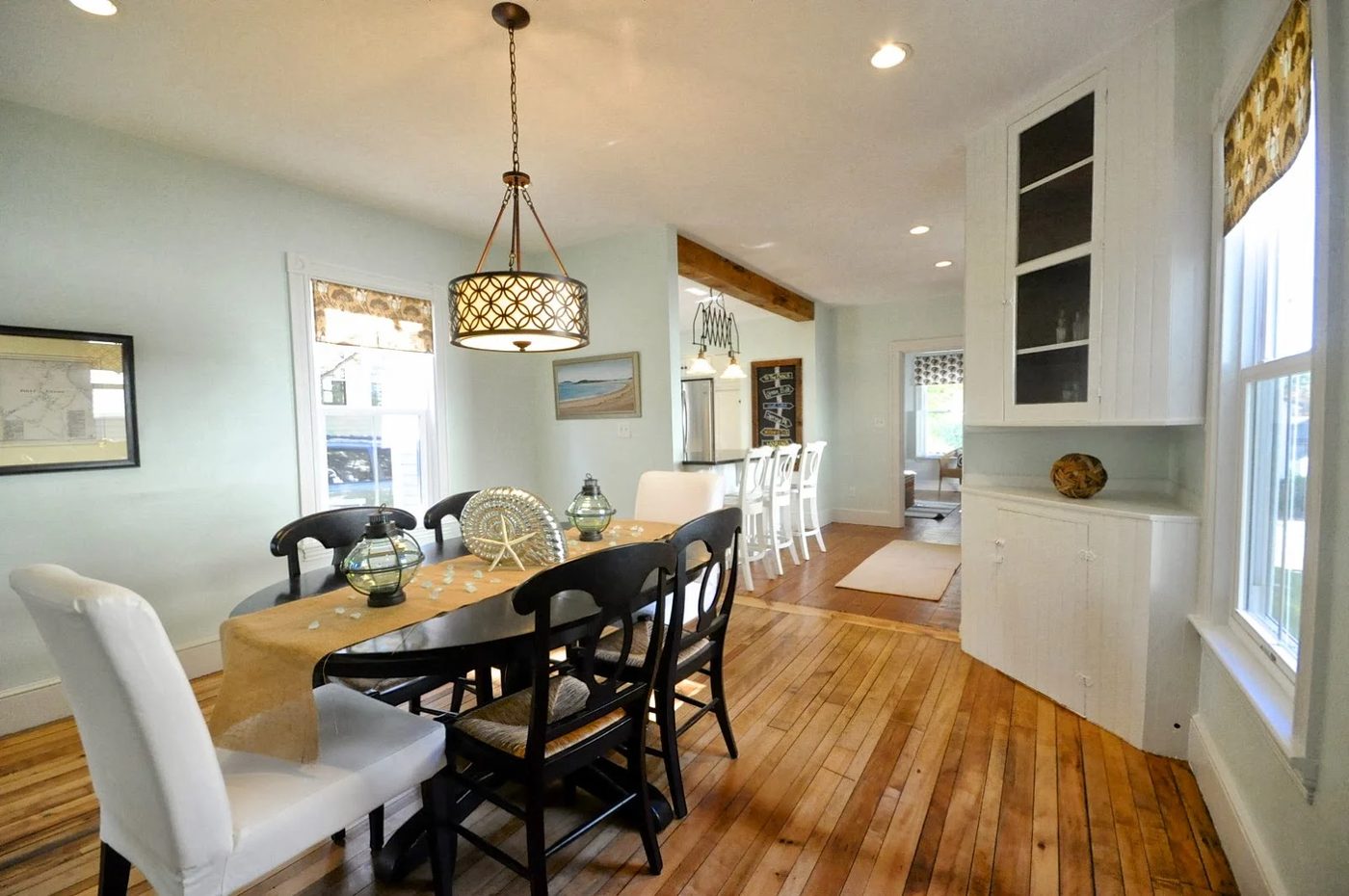 updated new englander dining room with pendant light, SoPo Cottage featured on Bekob
