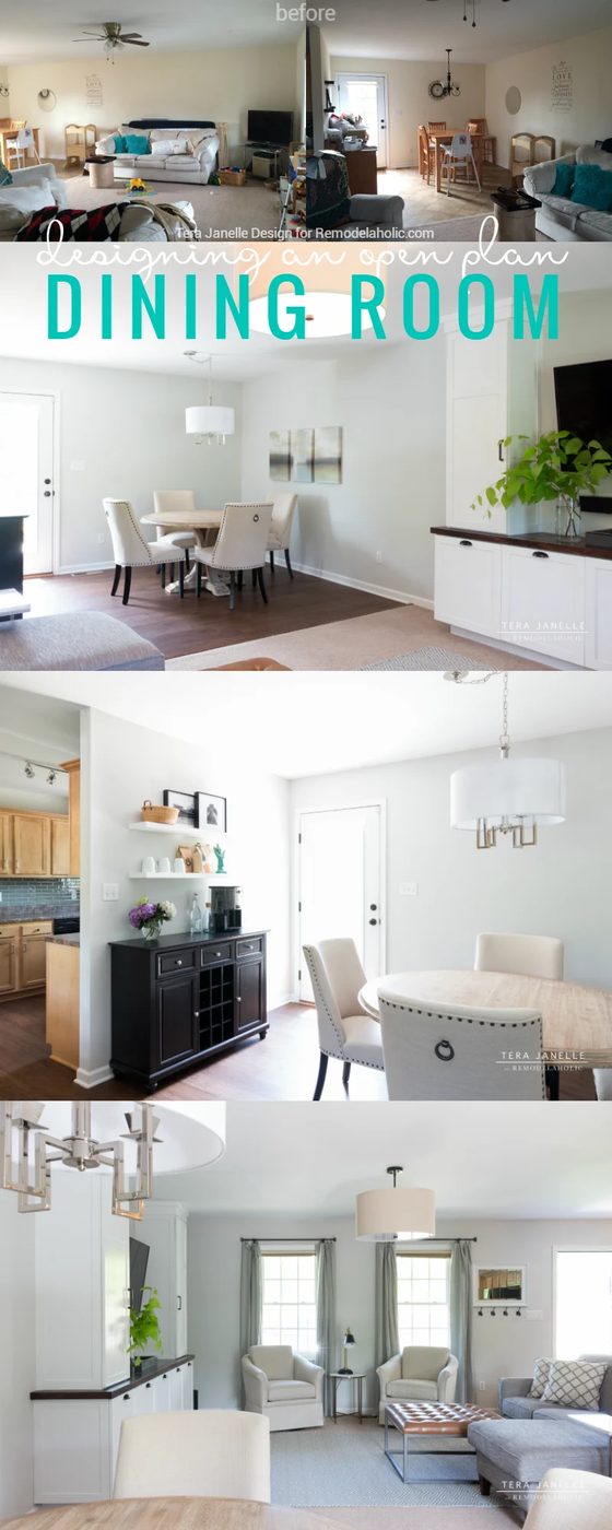 striking neutral and cohesive grown-up style for an open plan dining room and living room | Tera Janelle Design - Dining Room Design Reveal for Bekob.com