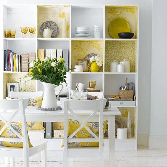 open book shelf with patterns, House to Home