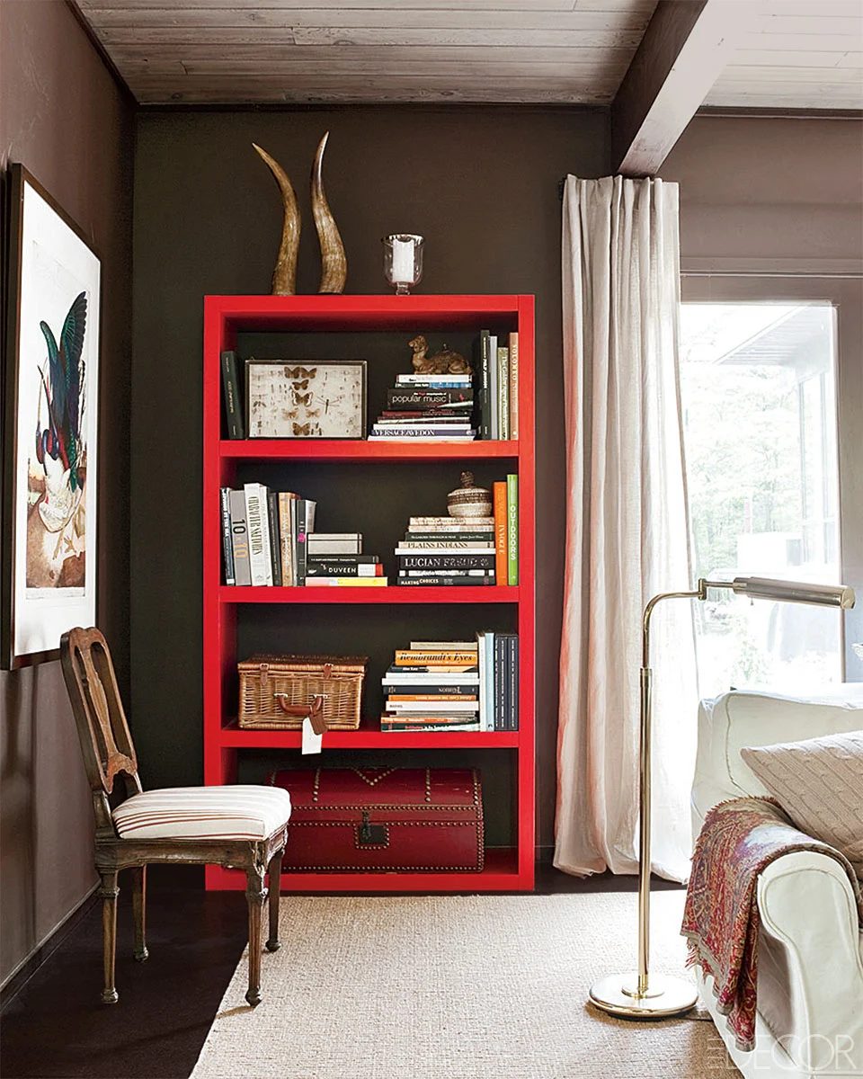 colorful open shelf, Elle Decor