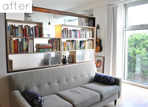 open book shelf as a room divider, Design Sponge