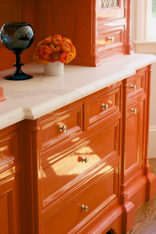 orange lacquer cabinets