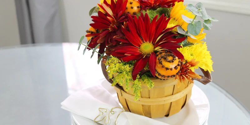 Orange Pomander Floral Arrangement