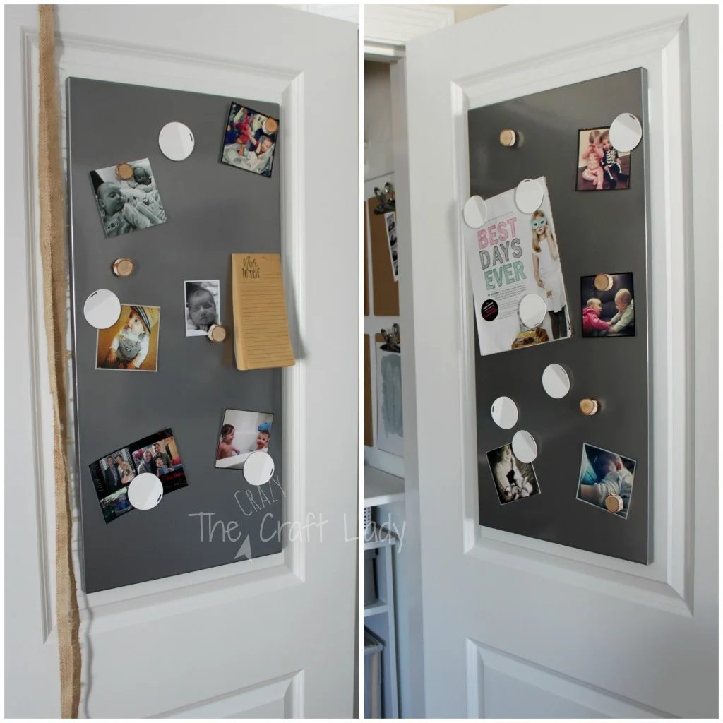 Magnetic panels for a closet home office - The Crazy Craft Lady featured on @Bekob