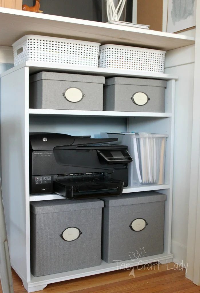 Closet office with storage - The Crazy Craft Lady featured on @Bekob