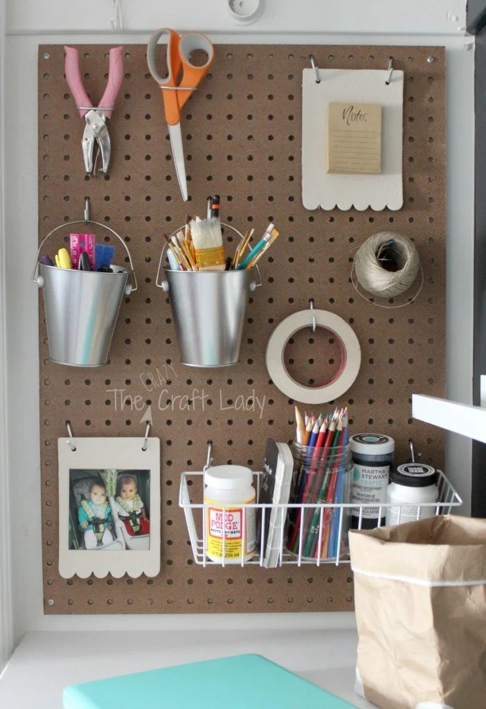 Organize craft supplies in a closet home office - The Crazy Craft Lady featured on @Bekob
