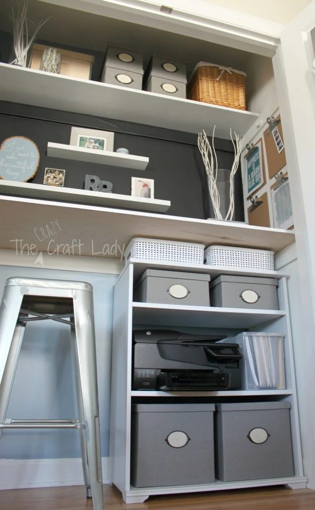 Closet transformation into home office and craft space - The Crazy Craft Lady featured on @Bekob