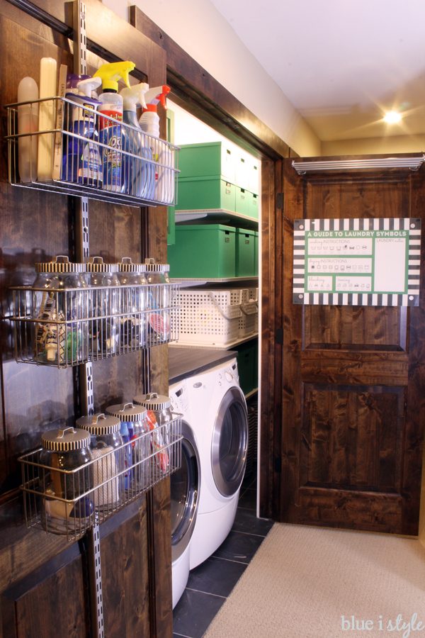 organized small laundry room BlueIStyleBlog