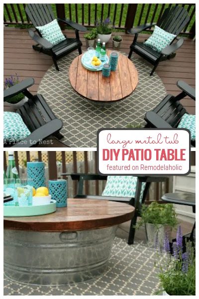 Handmade Patio Table From A Large Metal Tub, By A Place To Nest Featured On Bekob