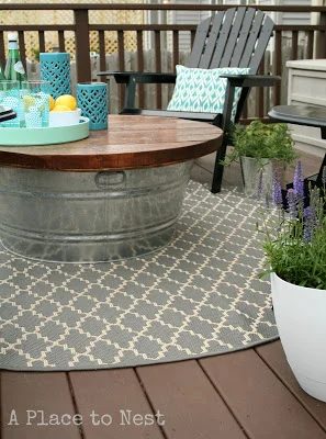 handmade metal bucket patio coffee table