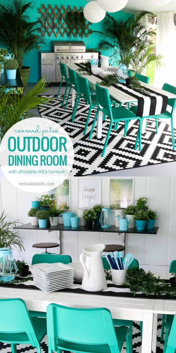 These modest-cost-friendly Handmade projects and IKEA furniture picks made our covered patio into a bold and vibrant outdoor dining space for our family, well fitted for summer bar