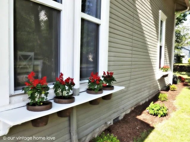 window box - walkthrough for handmade shelf with pots, Our Vintage Home Love