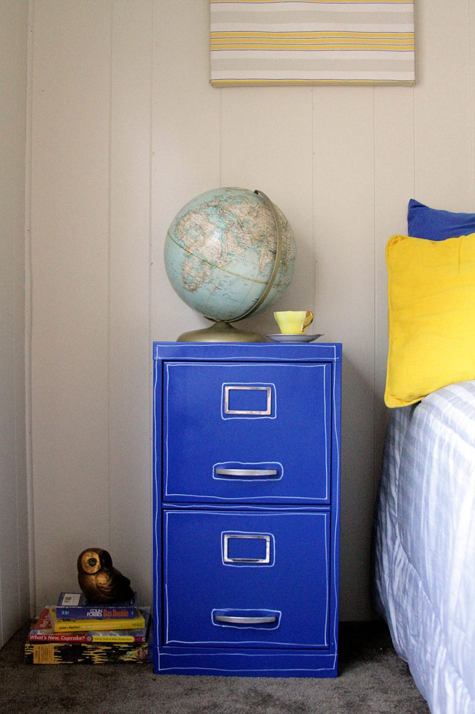 blue filing cabinet