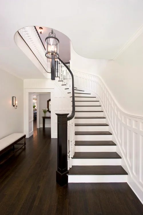 Paint colors for wood floors and trim: Atrium White Benjamin Moore