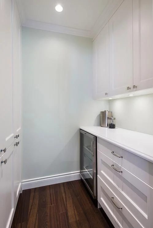 Wall color is Dew Point from Benjamin Moore.